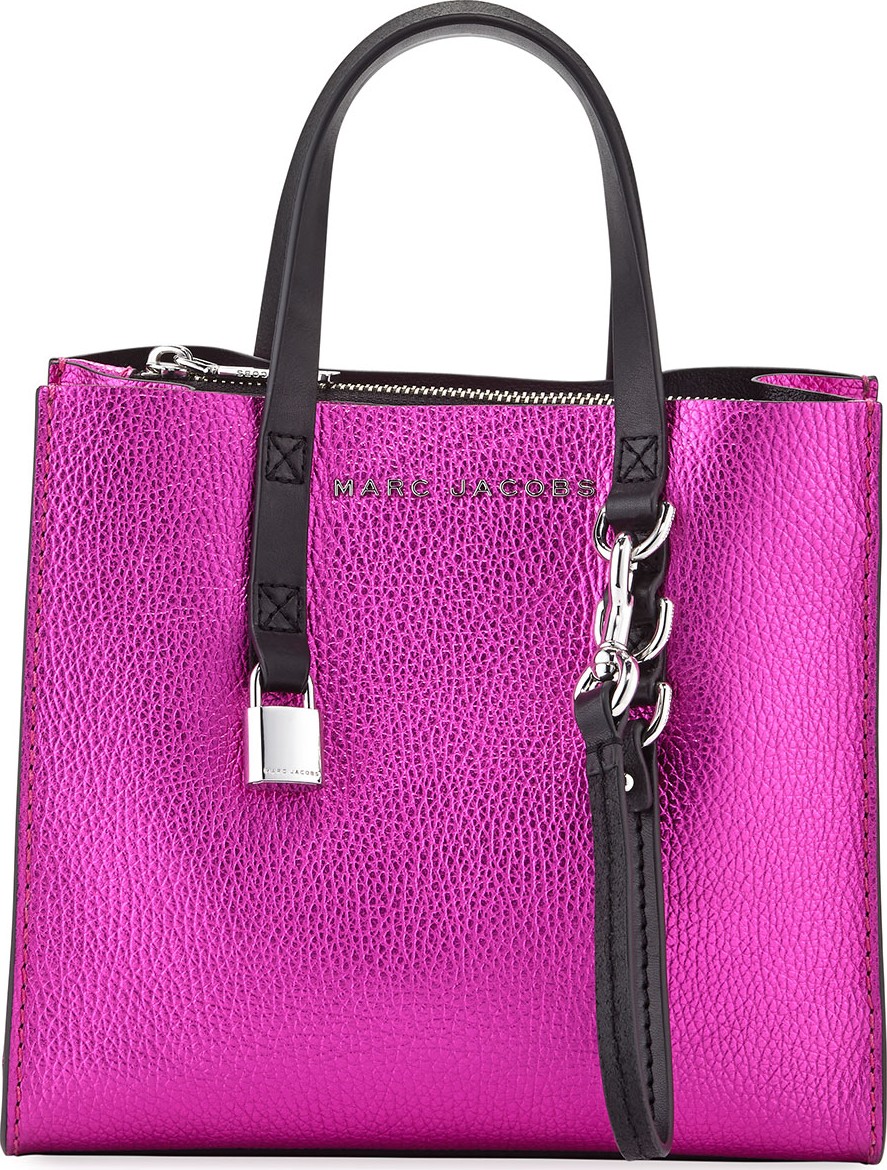 MARC JACOBS Grind Mini Metallic Leather Shopper Tote Bag
