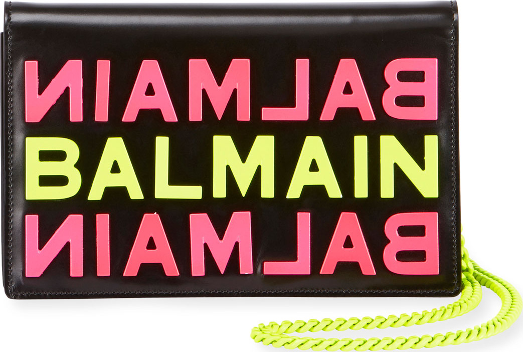 Balmain Logo Calf Pouch Bag
