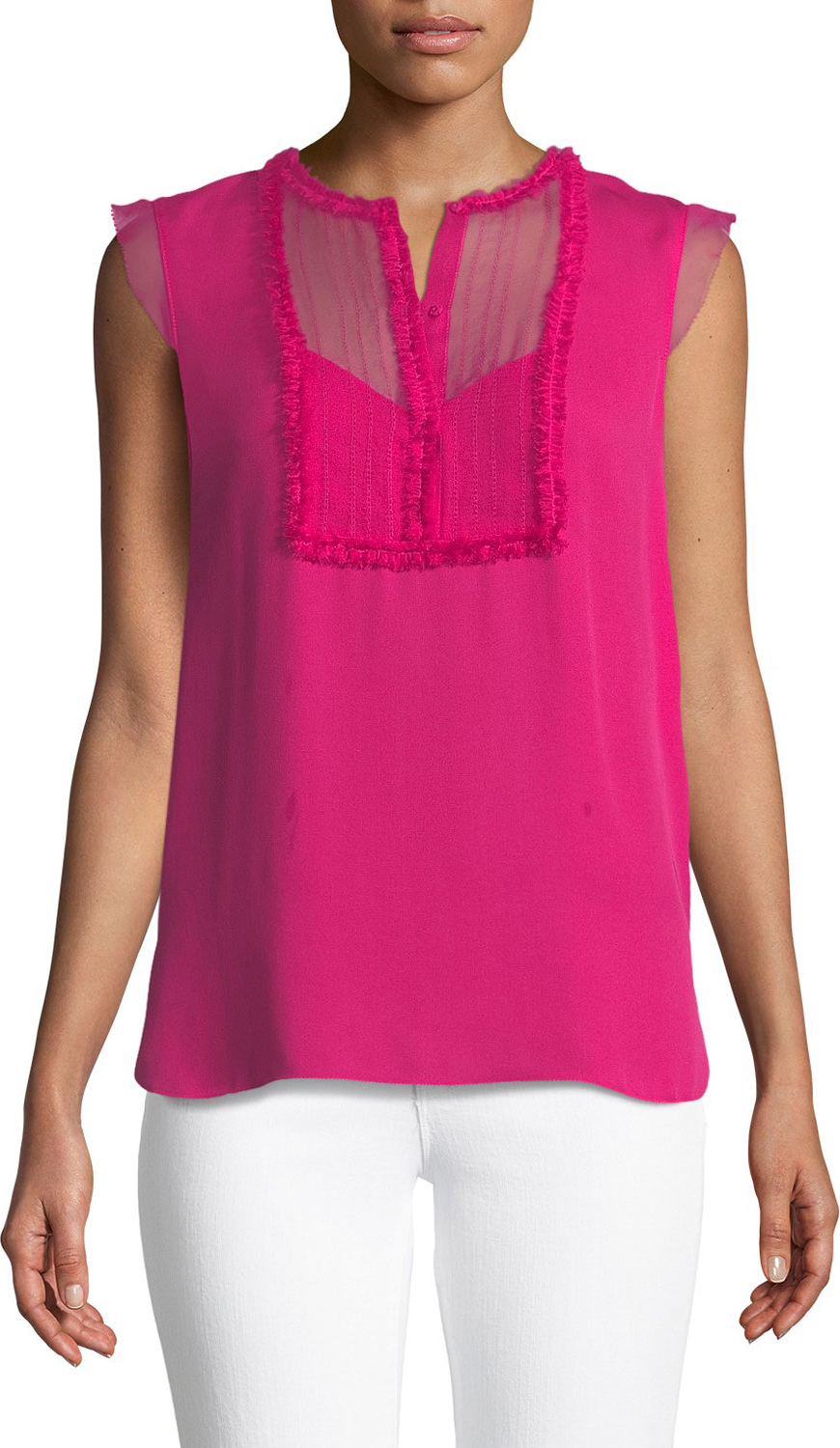 Elie Tahari Scarla Chiffon-Bib Silk Blouse