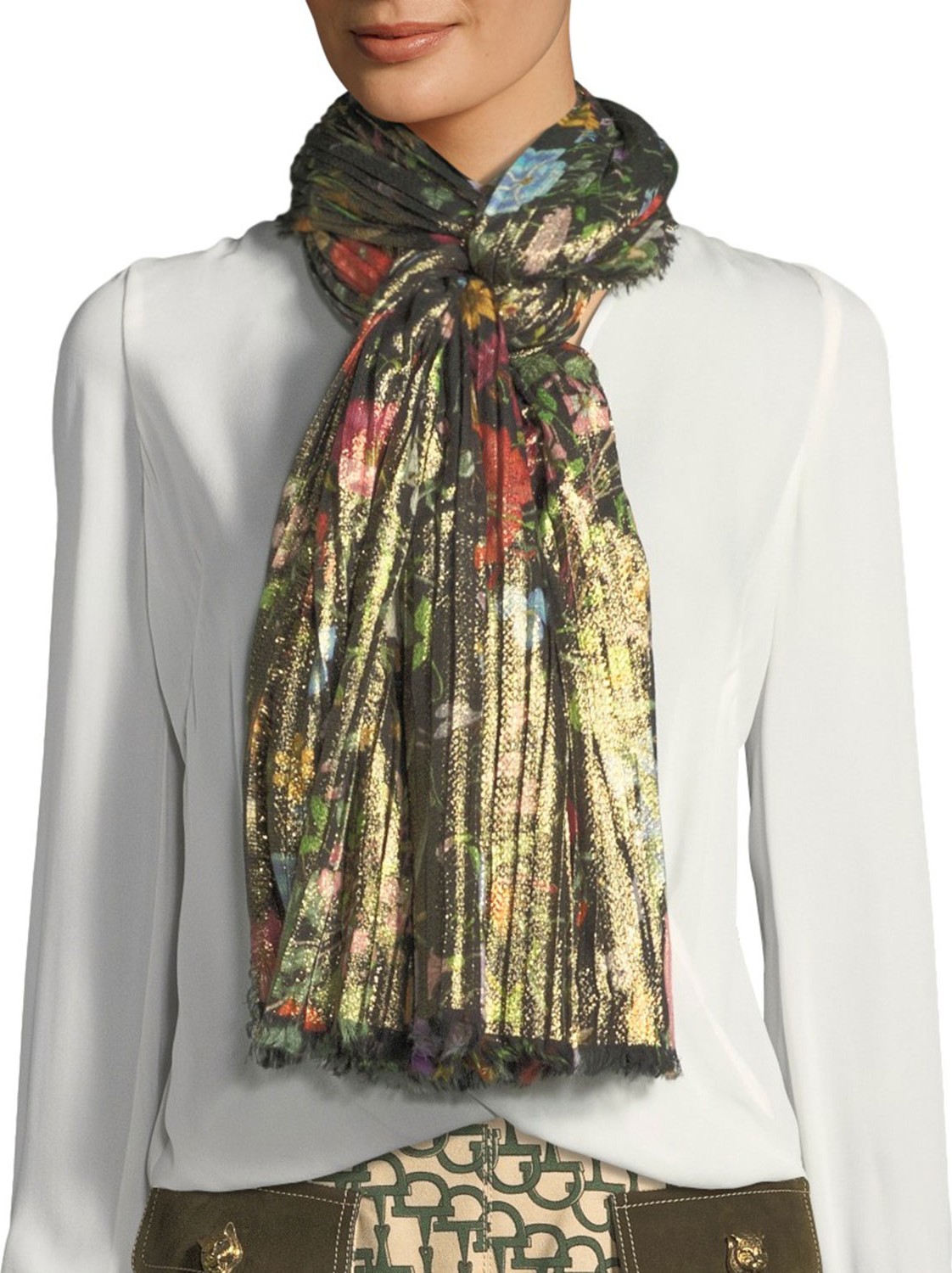 Gucci Golden Flora Pleated Stole