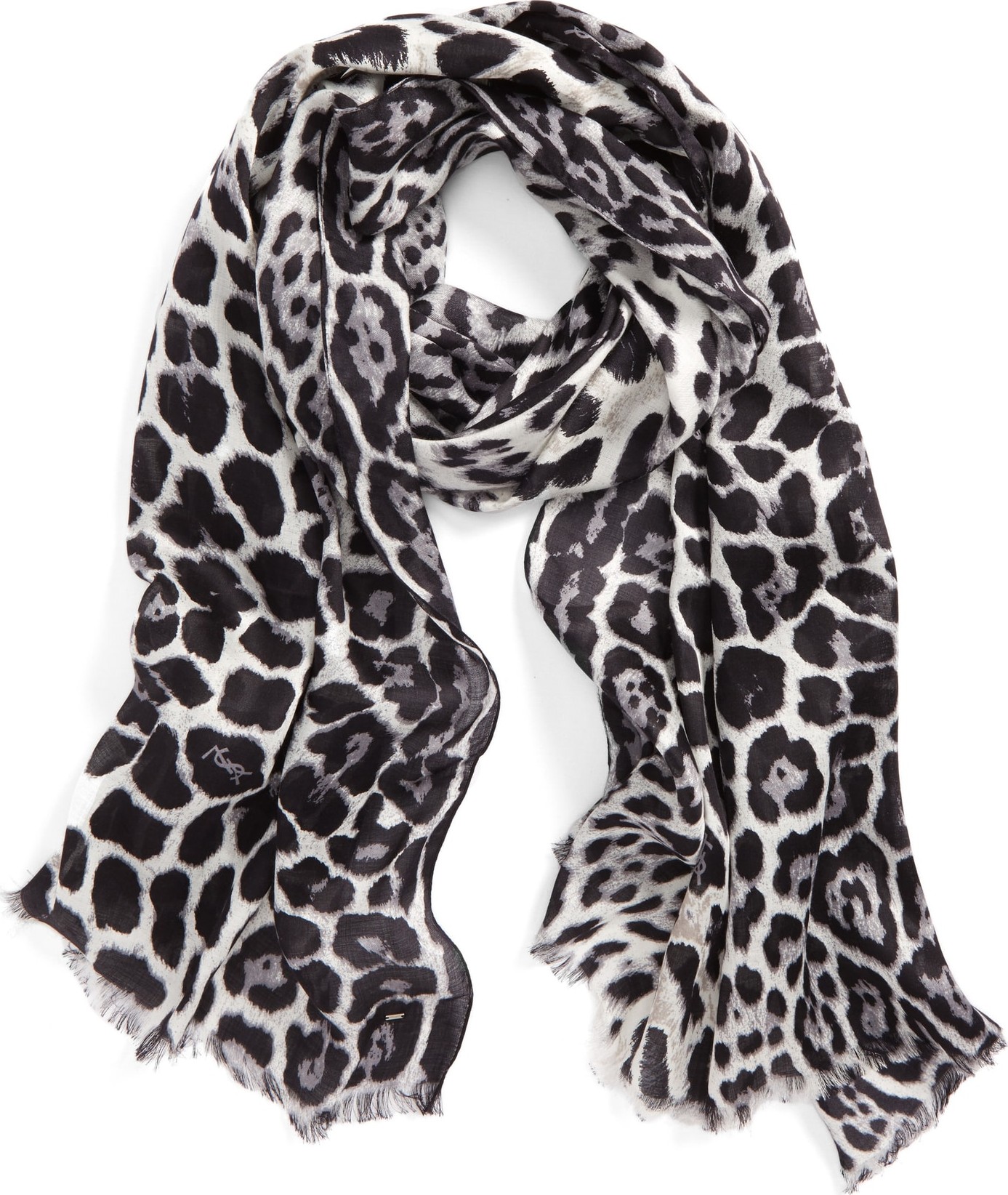 Saint Laurent YSL Logo Jacquard Silk Scarf