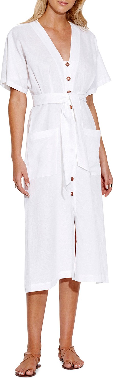 Seafolly Tassel-Tie Button Front Midi Dress