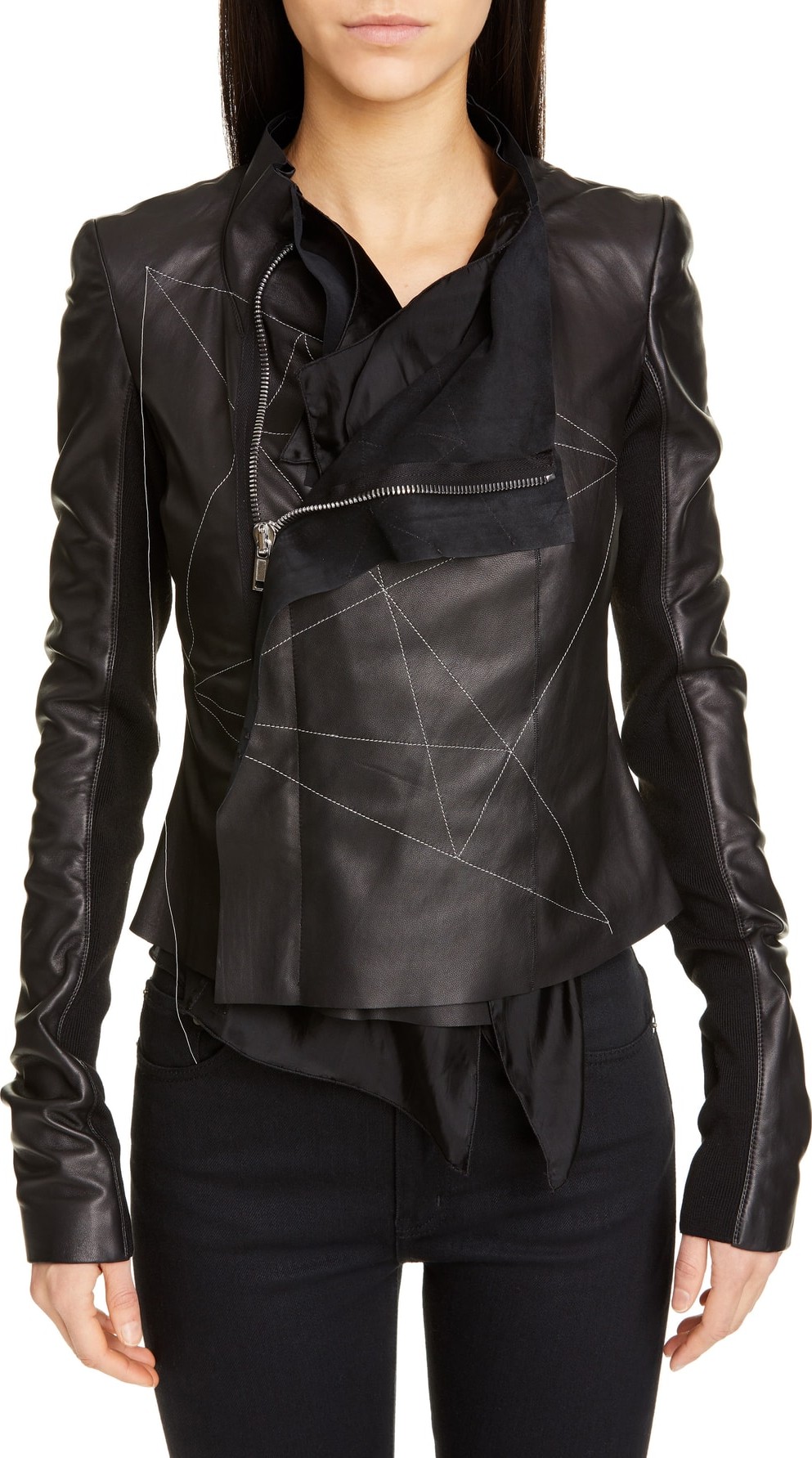 Rick Owens Embroidered Leather Biker Jacket