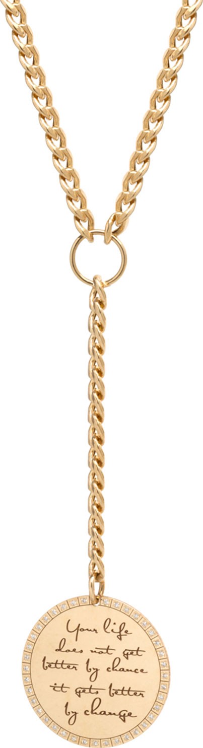 Zoe Chicco 14k "Life Does Not Get Better by Chance" Necklace w/ Diamonds