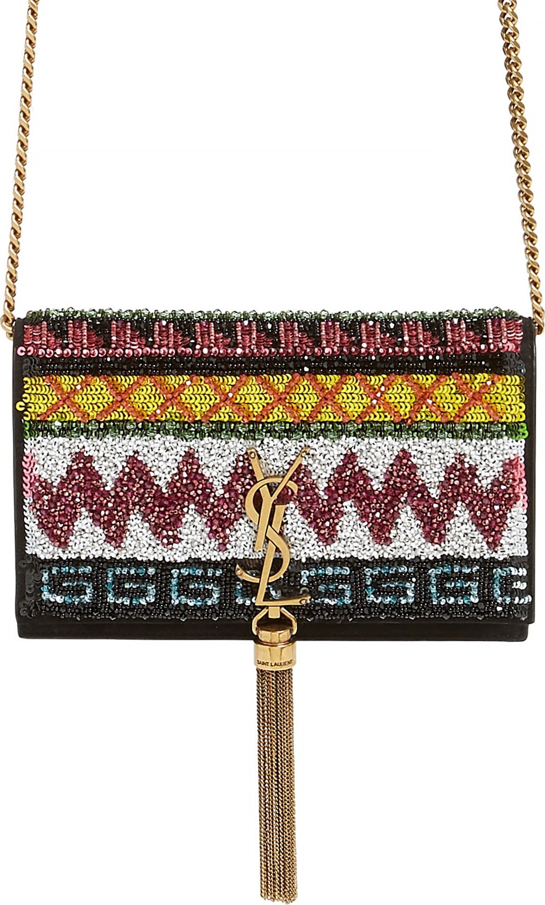 Saint Laurent Kate Beaded Wallet on a Chain