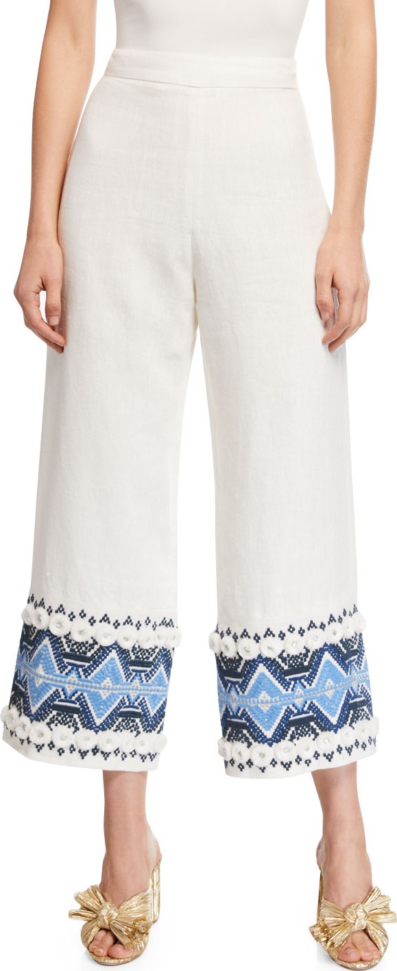 Alexis Lowri High-Rise Embroidered Wide-Leg Pants