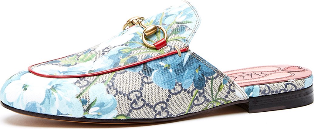 Gucci Princetown Floral Logo Mule Slipper