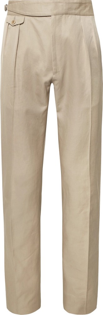 Zanella Normon Tapered Pleated Cotton and Linen-Blend Trousers
