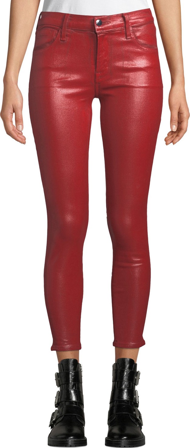 J BRAND 835 Mid-Rise Coated Cropped Skinny Jeans