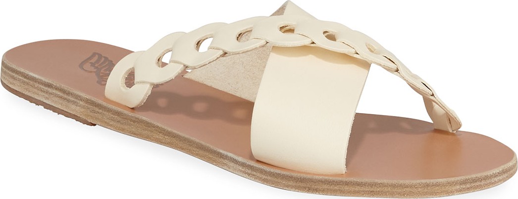 Ancient Greek Sandals Thais Linked Leather Flat Sandals