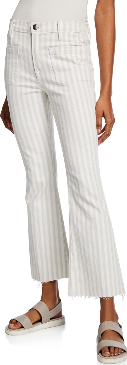 FRAME DENIM Le Bardot Crop Flare Raw-Edge Jeans