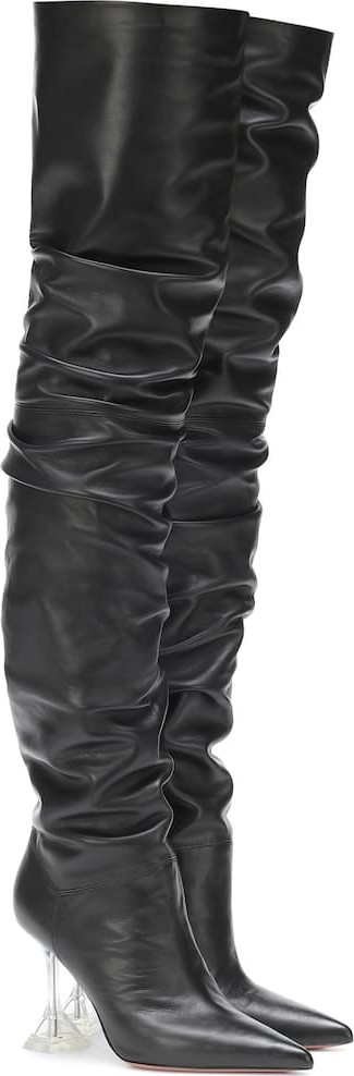 Amina Muaddi Olivia leather over-the-knee boots