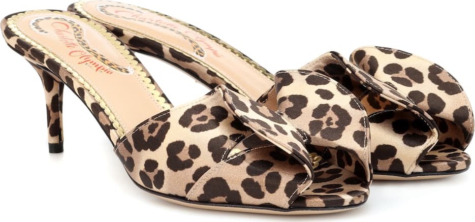 Charlotte Olympia Satin leopard-printed mules