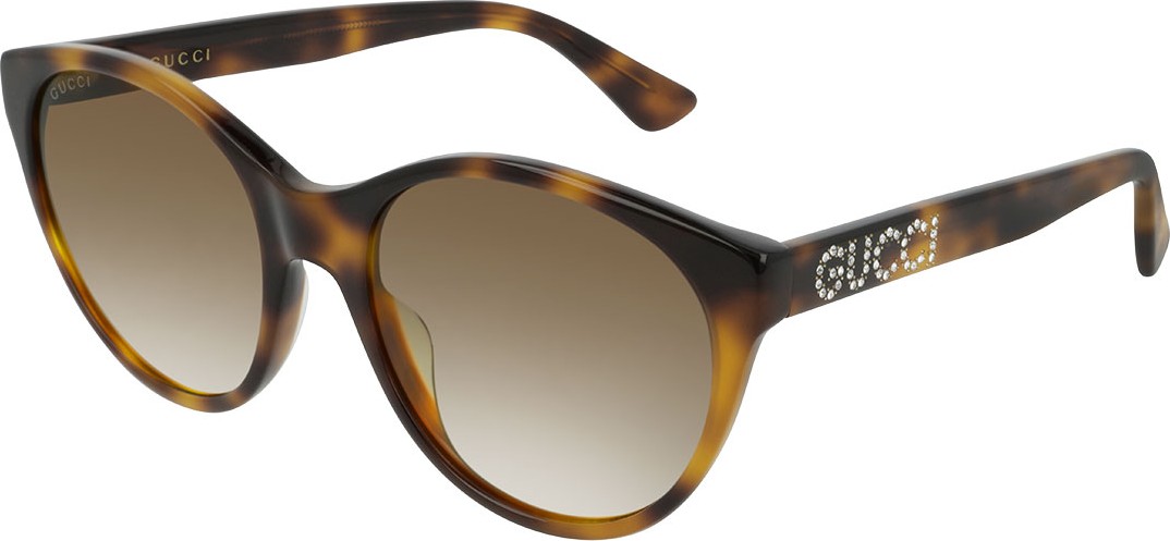 Gucci Acetate Cat-Eye Sunglasses with Crystal Logo