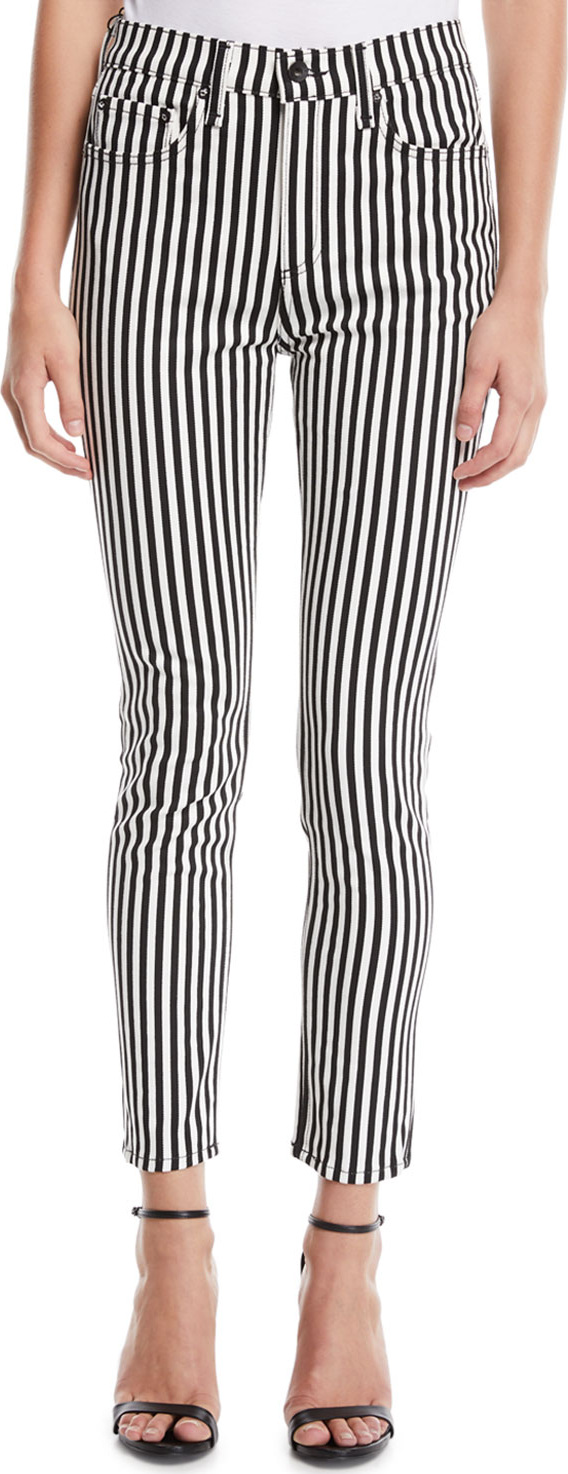 Rag & Bone Striped High-Rise Ankle Skinny Jeans