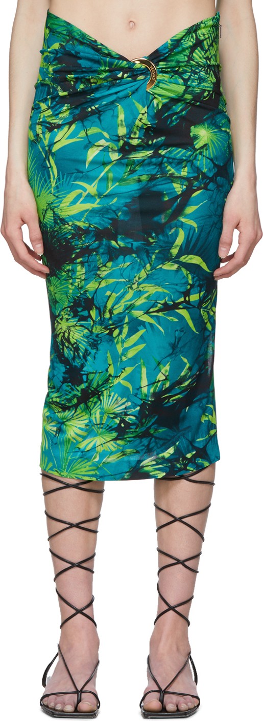 Versace Green Jungle Print Skirt Versace Green Jungle Print Skirt