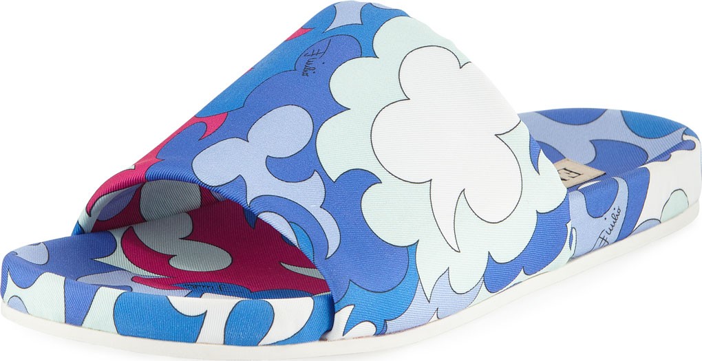 Emilio Pucci Jacquard Pool Slide Sandals