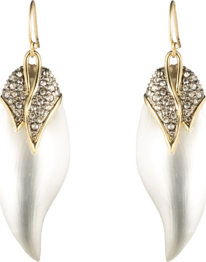 Alexis Bittar Crystal Encrusted Capped Feather Earrings, Silvertone