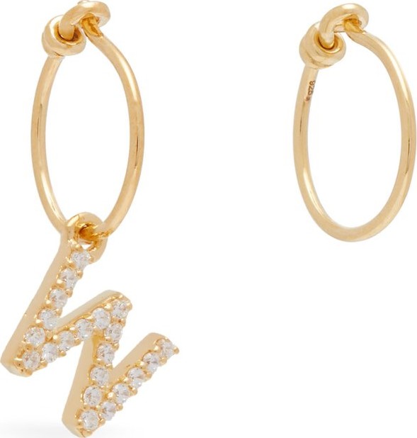 Theodora Warre Mismatched W-charm gold-plated hoop earrings