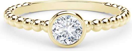 Forevermark 18K Yellow Gold Beaded-Shank Round Diamond Ring