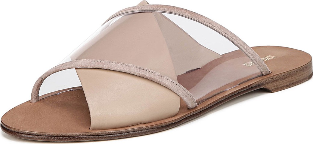 DIANE von FURSTENBERG Bailie-4 Clear Crisscross Slide Sandals