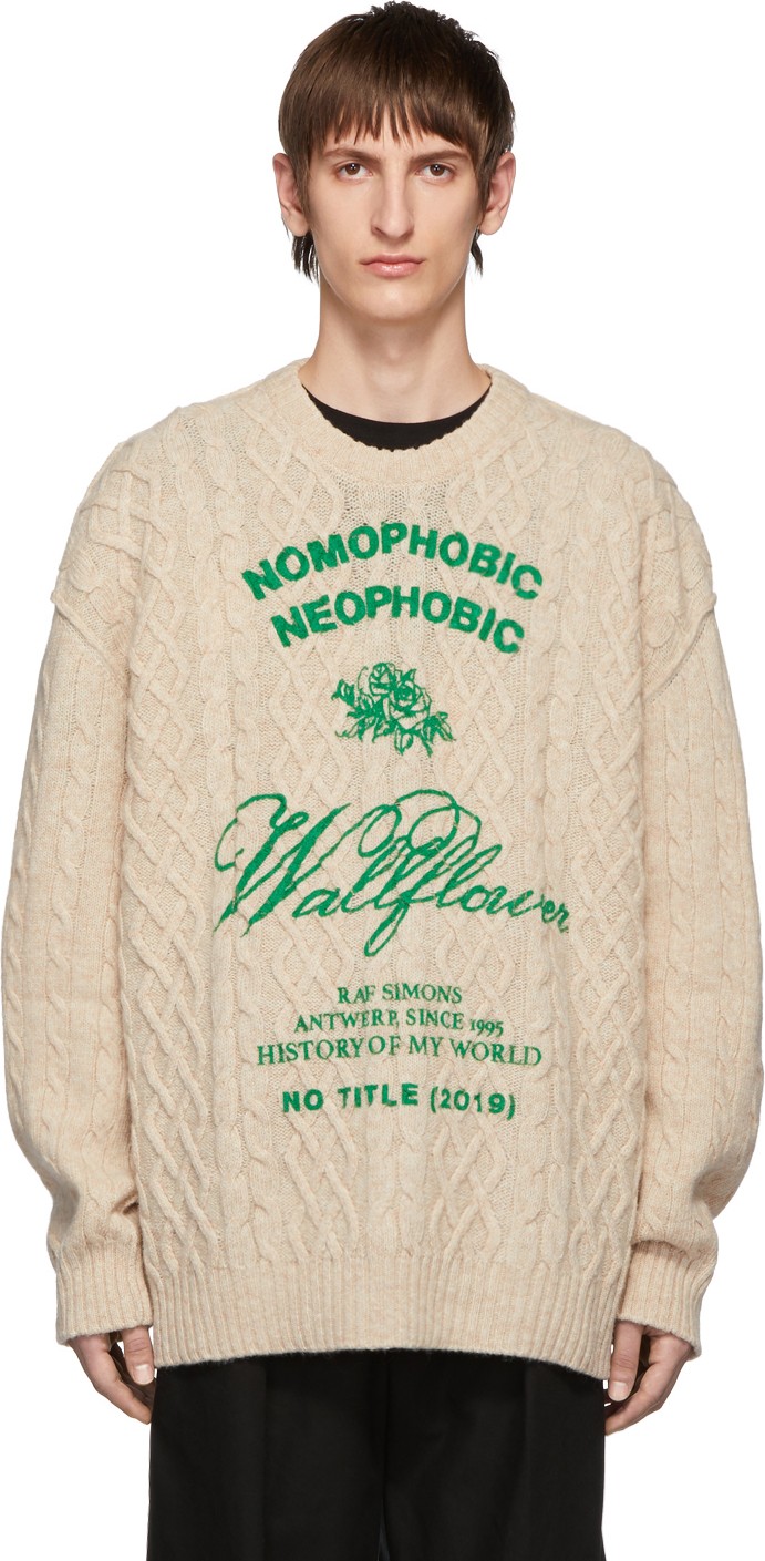 Raf Simons Off-White Wool Aran Sweater