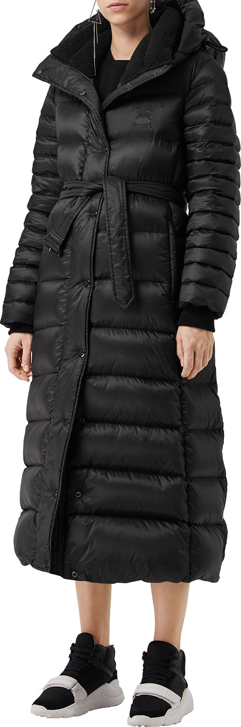 Burberry London England Single-Breasted Belted Puffer Coat