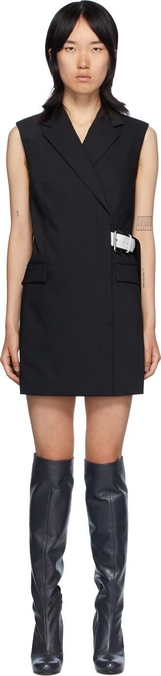 Helmut Lang Black Belted Vest Dress