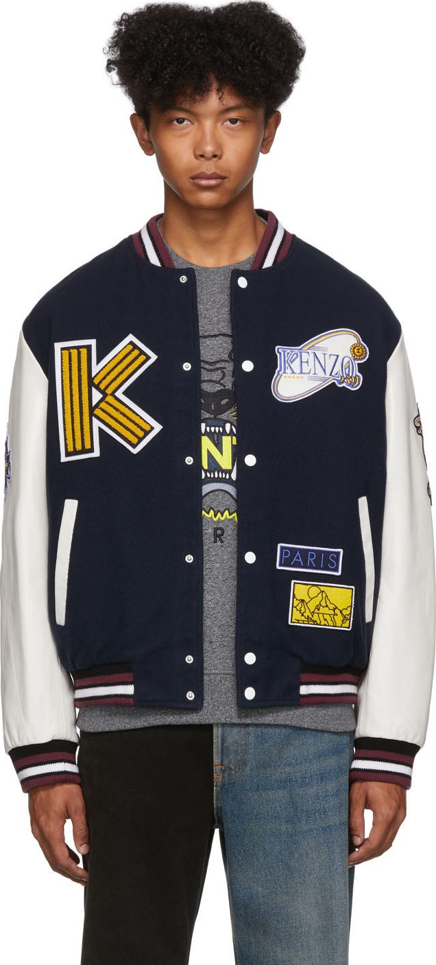 KENZO Navy & Off-White Varsity 'Tiger Mountain' Jacket