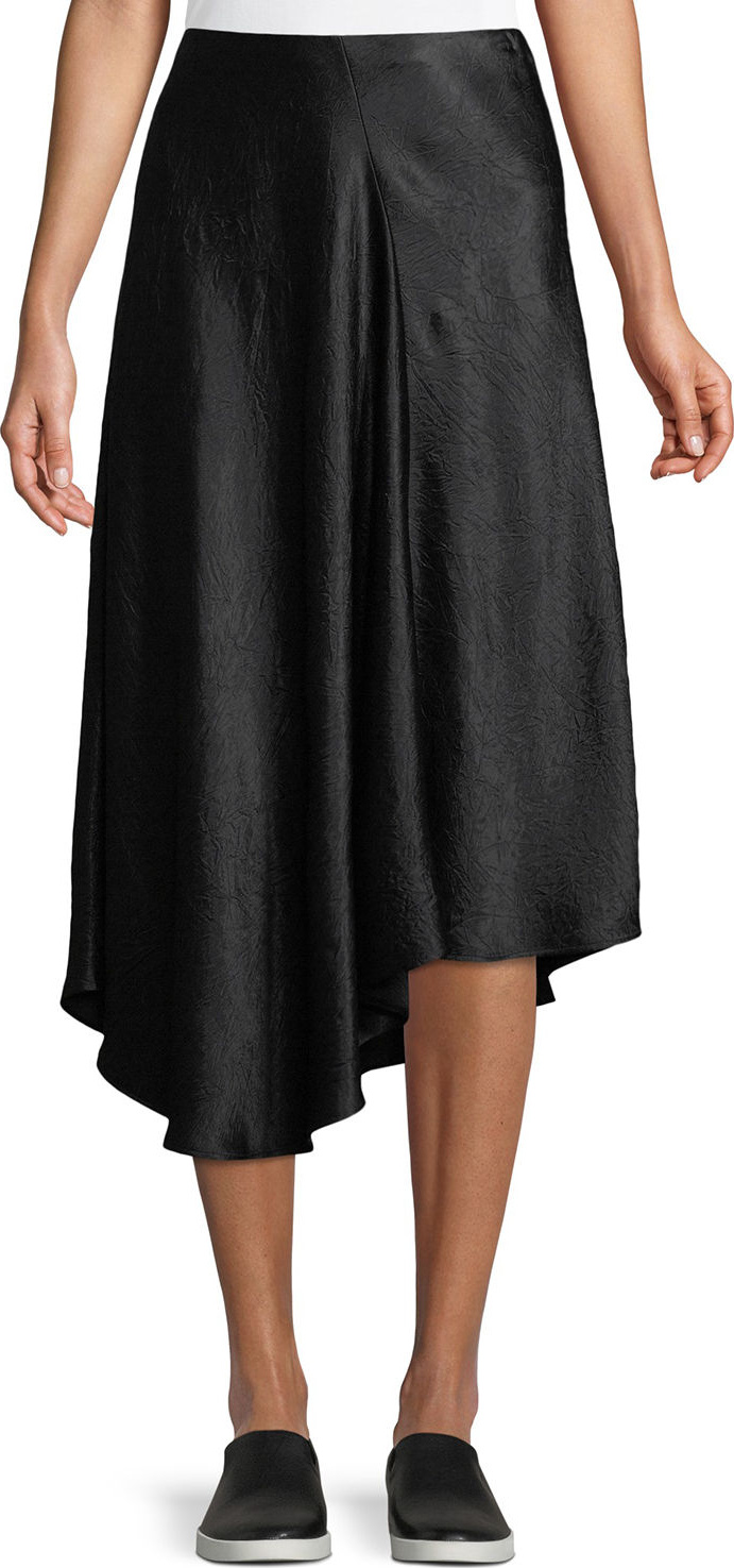 Vince Bias-Cut Asymmetric Midi Skirt