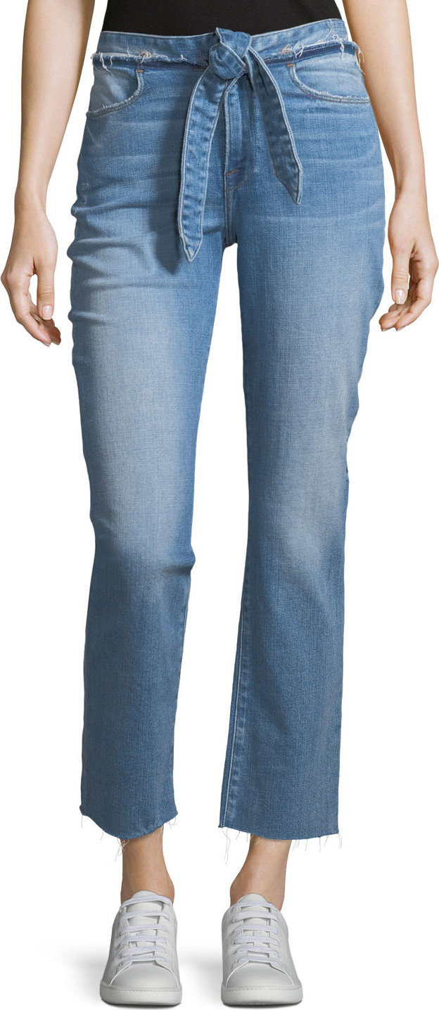 FRAME DENIM Le High Tie-Waist Straight-Leg Jeans