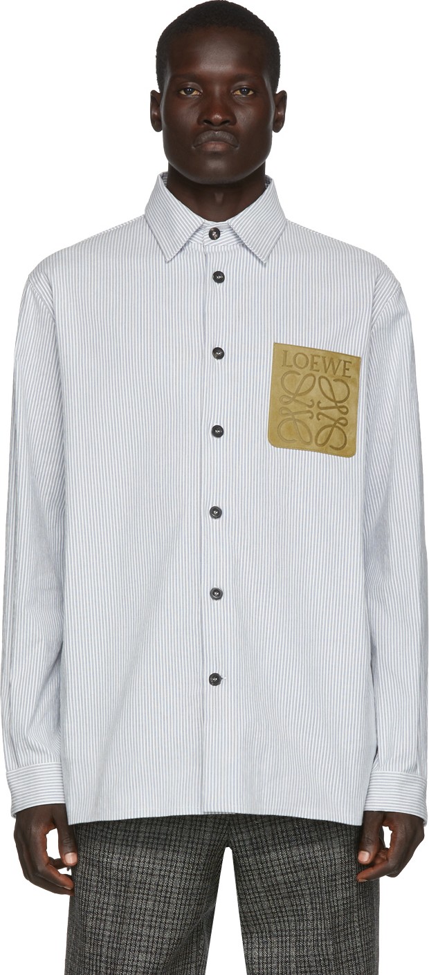 LOEWE White & Blue Stripe Shirt