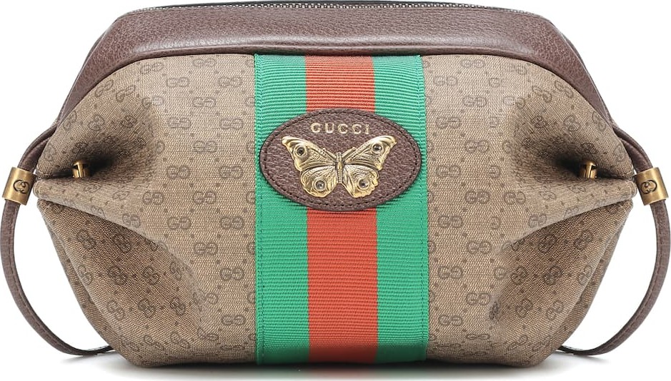 Gucci Mini GG leather-trimmed shoulder bag