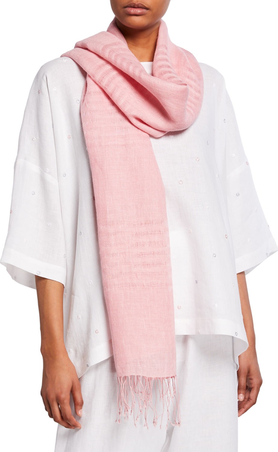 eskandar Fringe-Trim Hand-Woven Linen Scarf