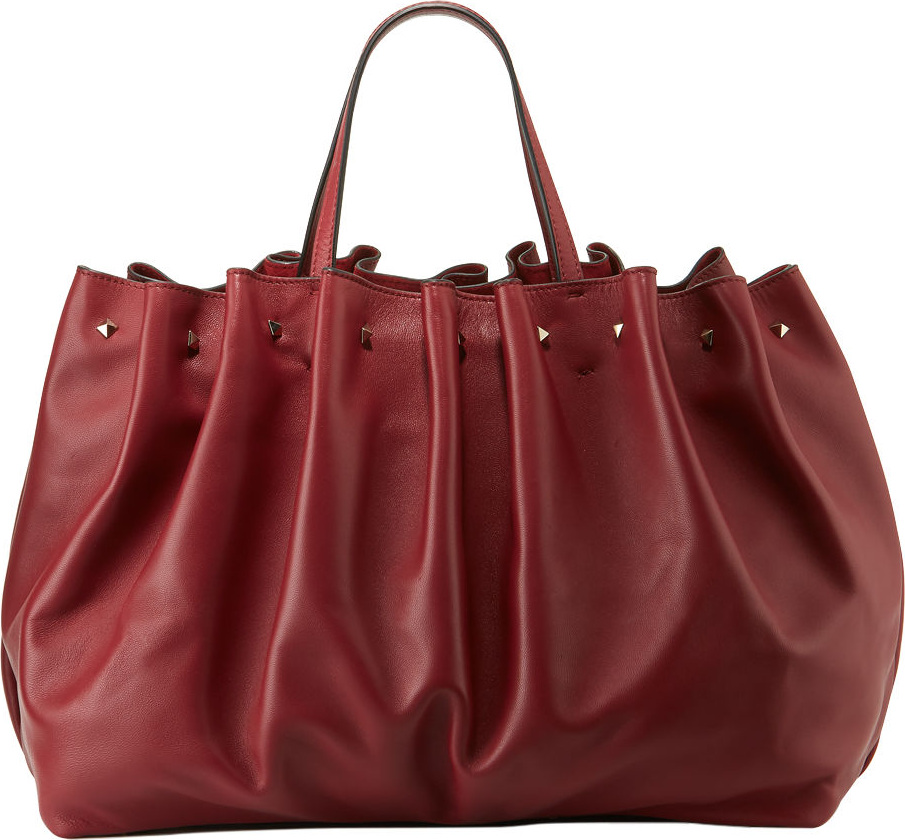 Valentino Bloomy Gathered Calf Leather Tote Bag