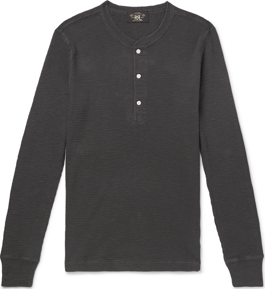 Rrl Slim-Fit Textured-Cotton Henley T-Shirt