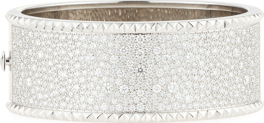 Roberto Coin ROBERTO COIN ROCK & DIAMONDS Wide 18K White Gold Bangle with Diamonds