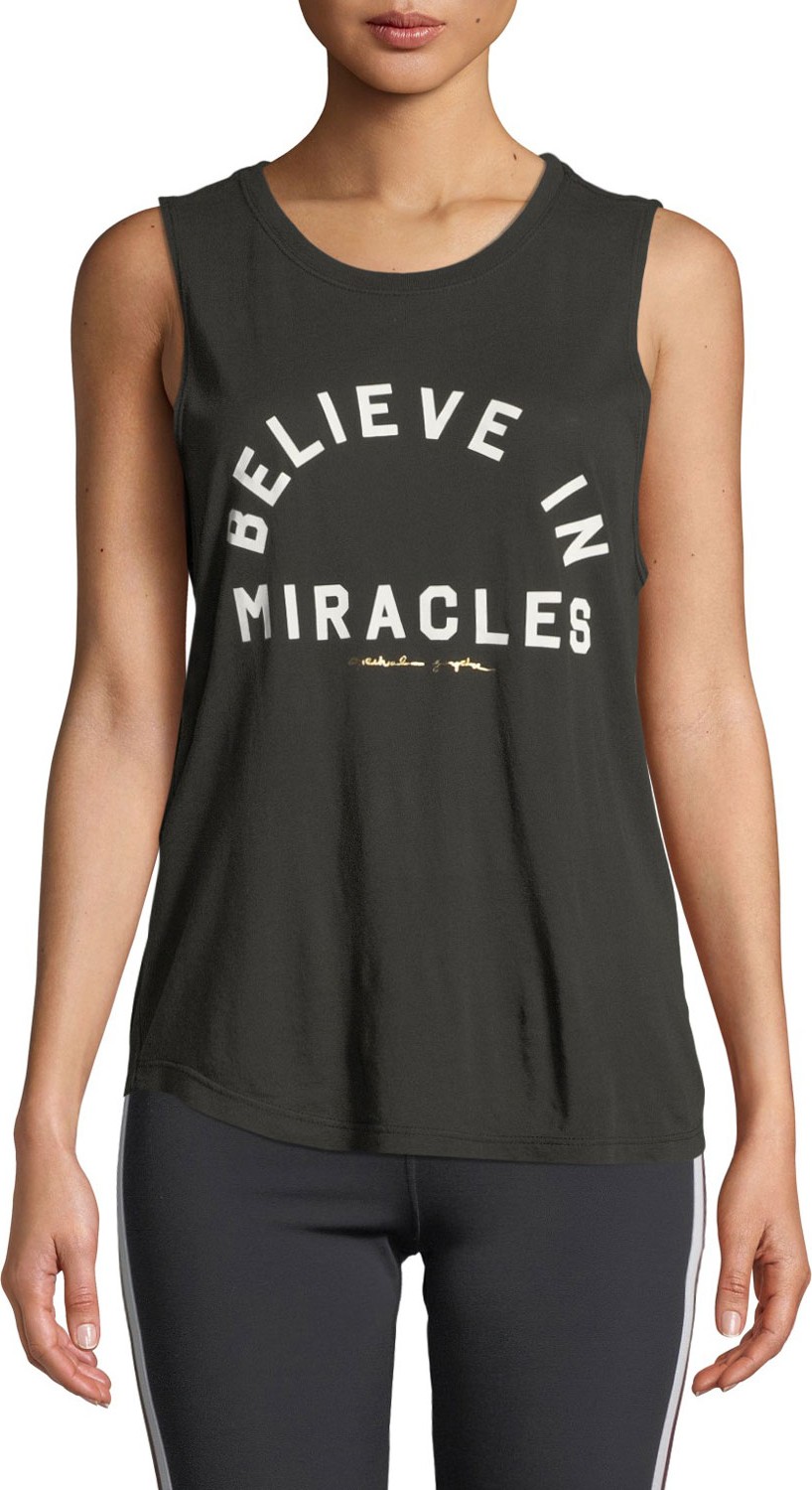 Spiritual Gangster Believe Scoop-Neck Slogan Muscle Tank