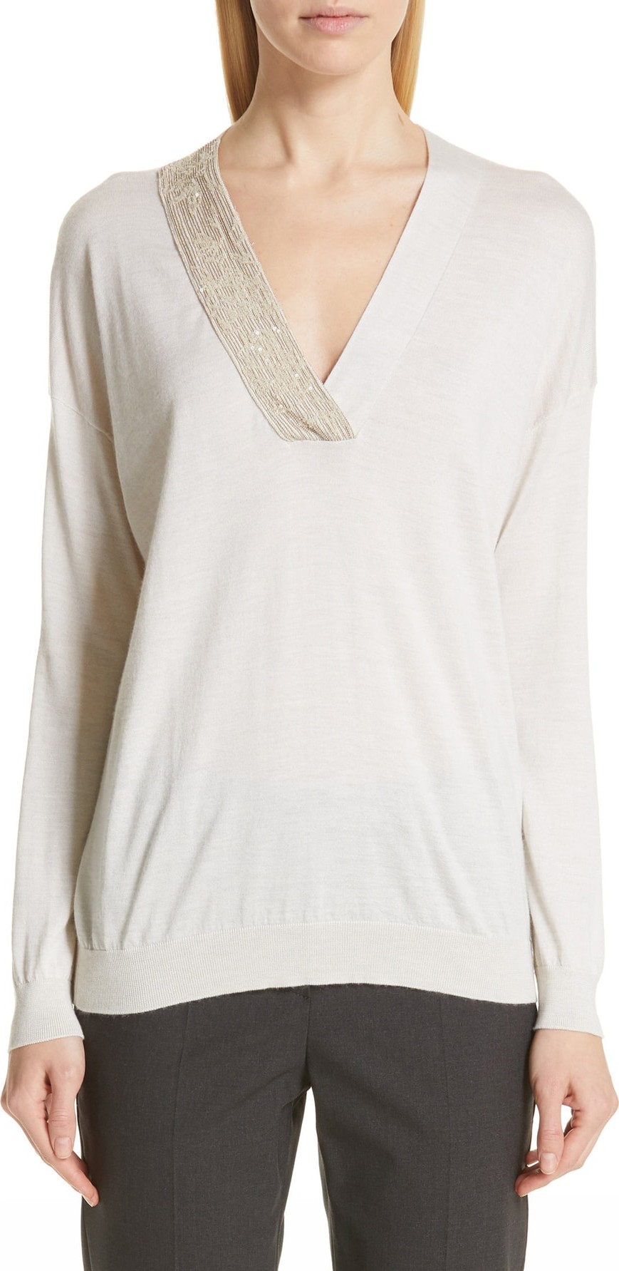Brunello Cucinelli Monili & Sequin Embellished Cashmere & Silk Sweater