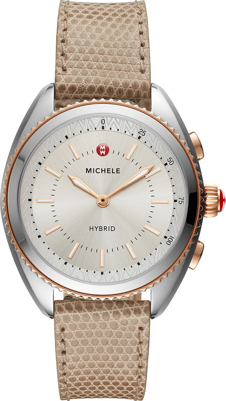MICHELE 38mm 2-Tone Hybrid Smartwatch w/ Lizard Strap