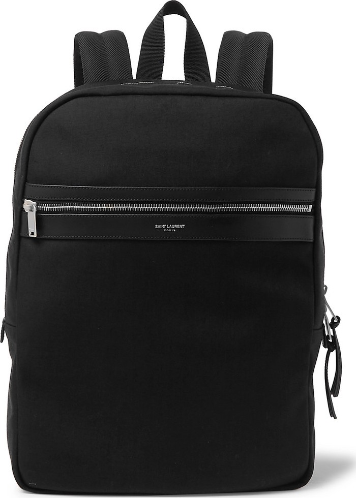 Saint Laurent Leather-Trimmed Canvas Backpack
