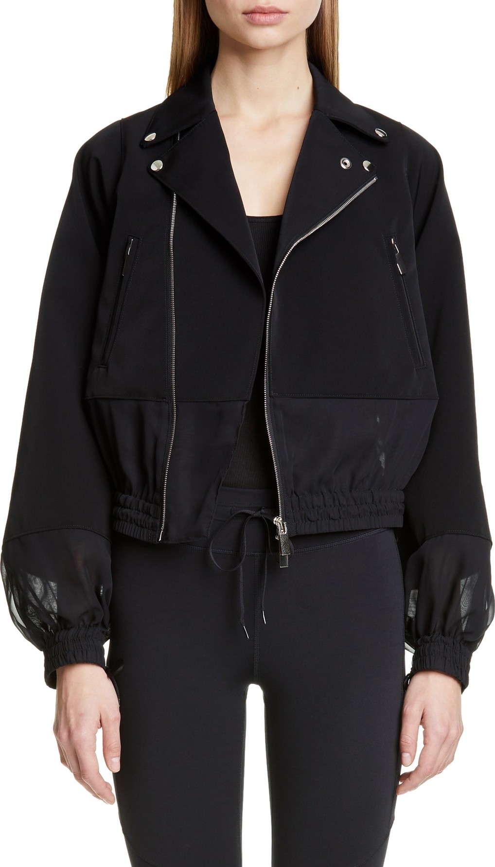 Noir Kei Ninomiya Sheer Panel Moto Jacket