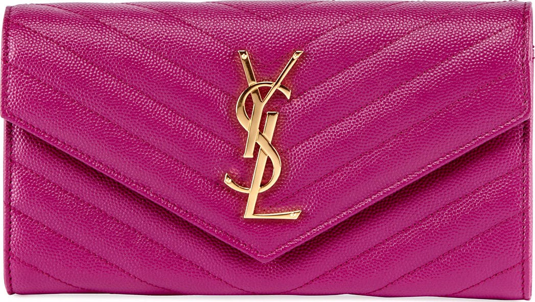 Saint Laurent Monogram YSL Leather Large Flap Continental Wallet