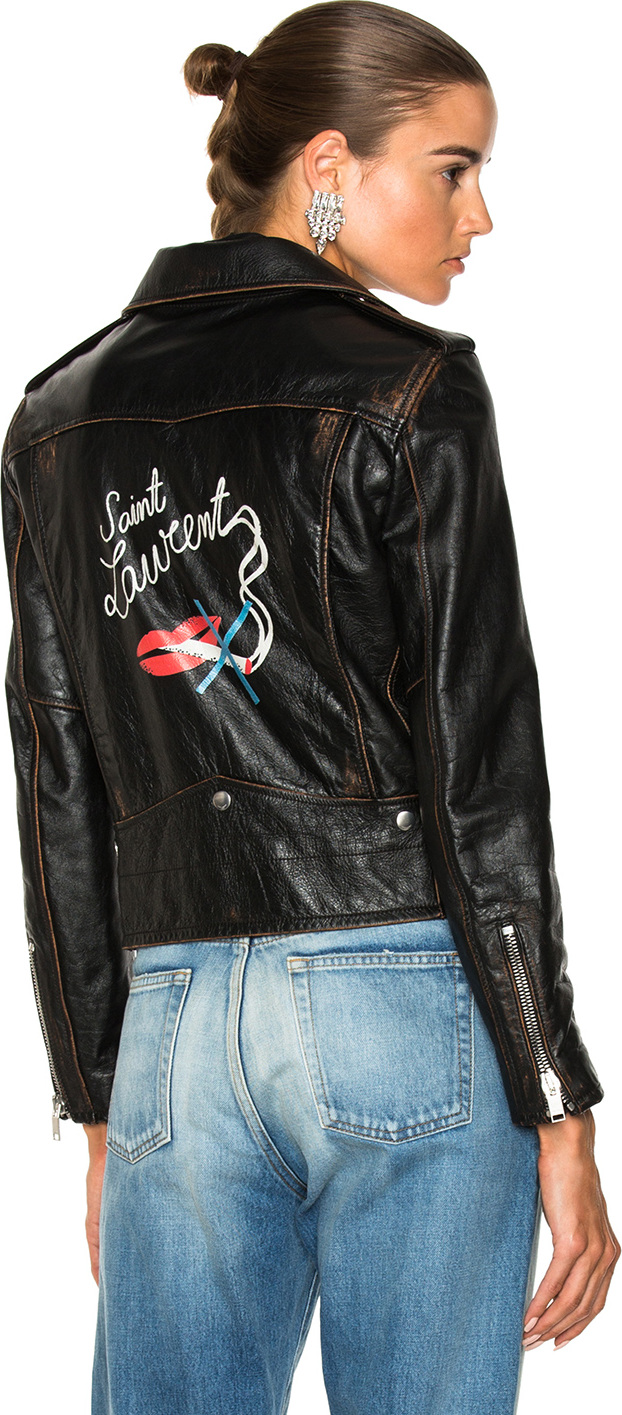 Saint Laurent Smoking Large Lips Motorcycle Jacket