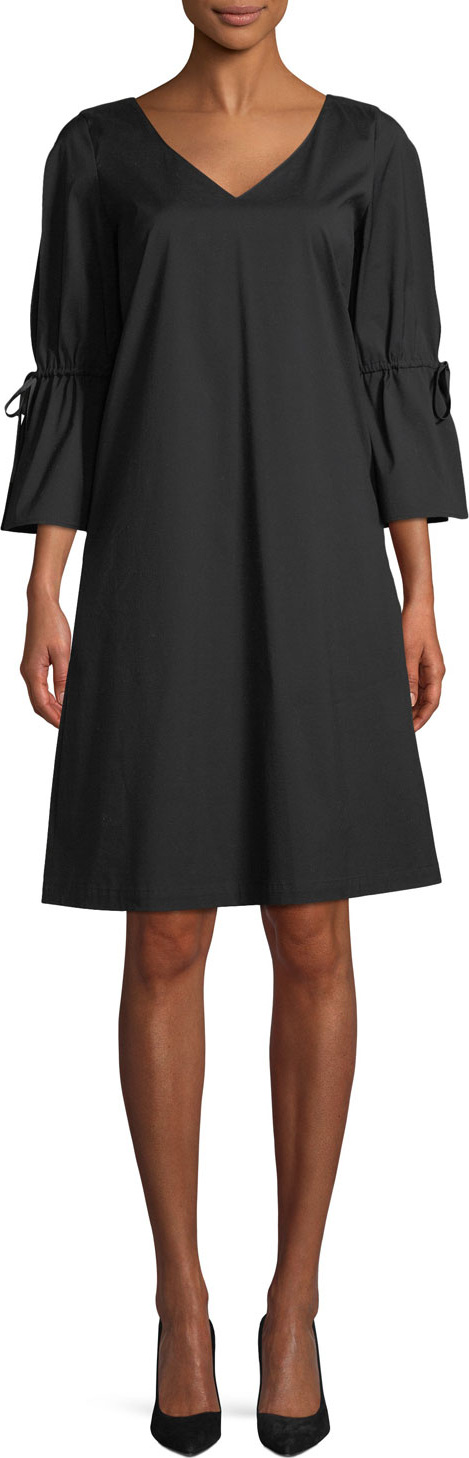 Lafayette 148 New York Riley Stretch V-Neck A-Line Dress