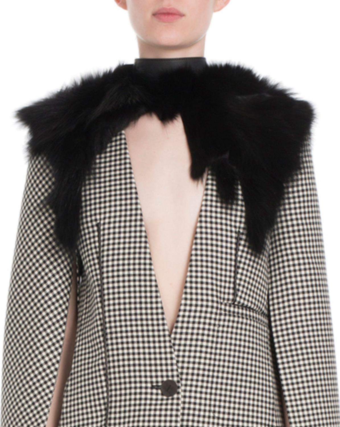LOEWE Fox Fur Collar w/ Leather Buckle