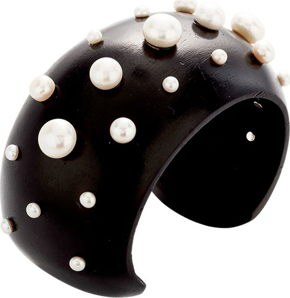 MCL by Matthew Campbell Laurenza Wood & Multi-Pearl Cuff Bracelet
