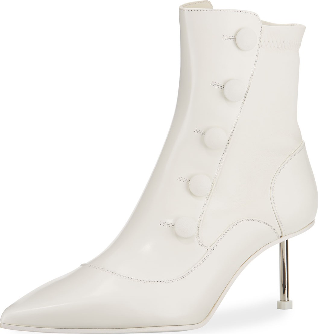Alexander McQueen Victorian Button Calf Leather Booties