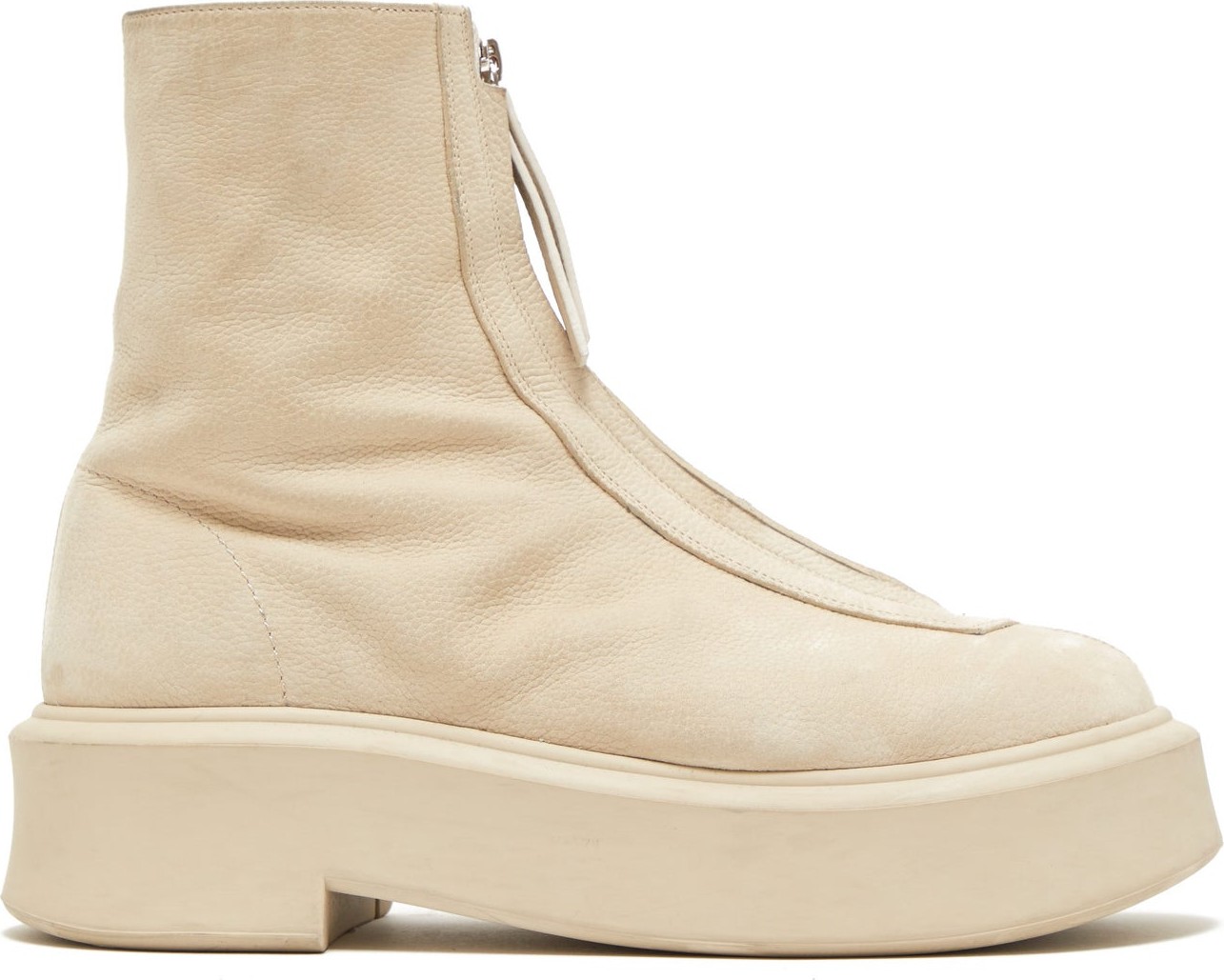 THE ROW Zip-front grained-leather ankle boots