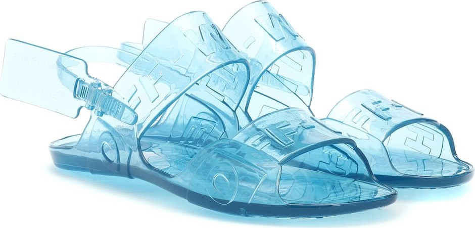 Off White Zip Tie Jelly sandals